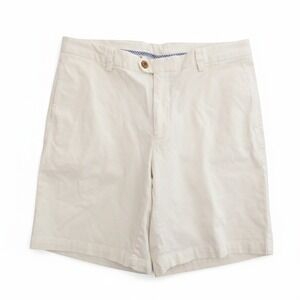 Turtleson Mens Chino Shorts Off White Pima Cotton Lycra Stretch Zip Fly Size 34